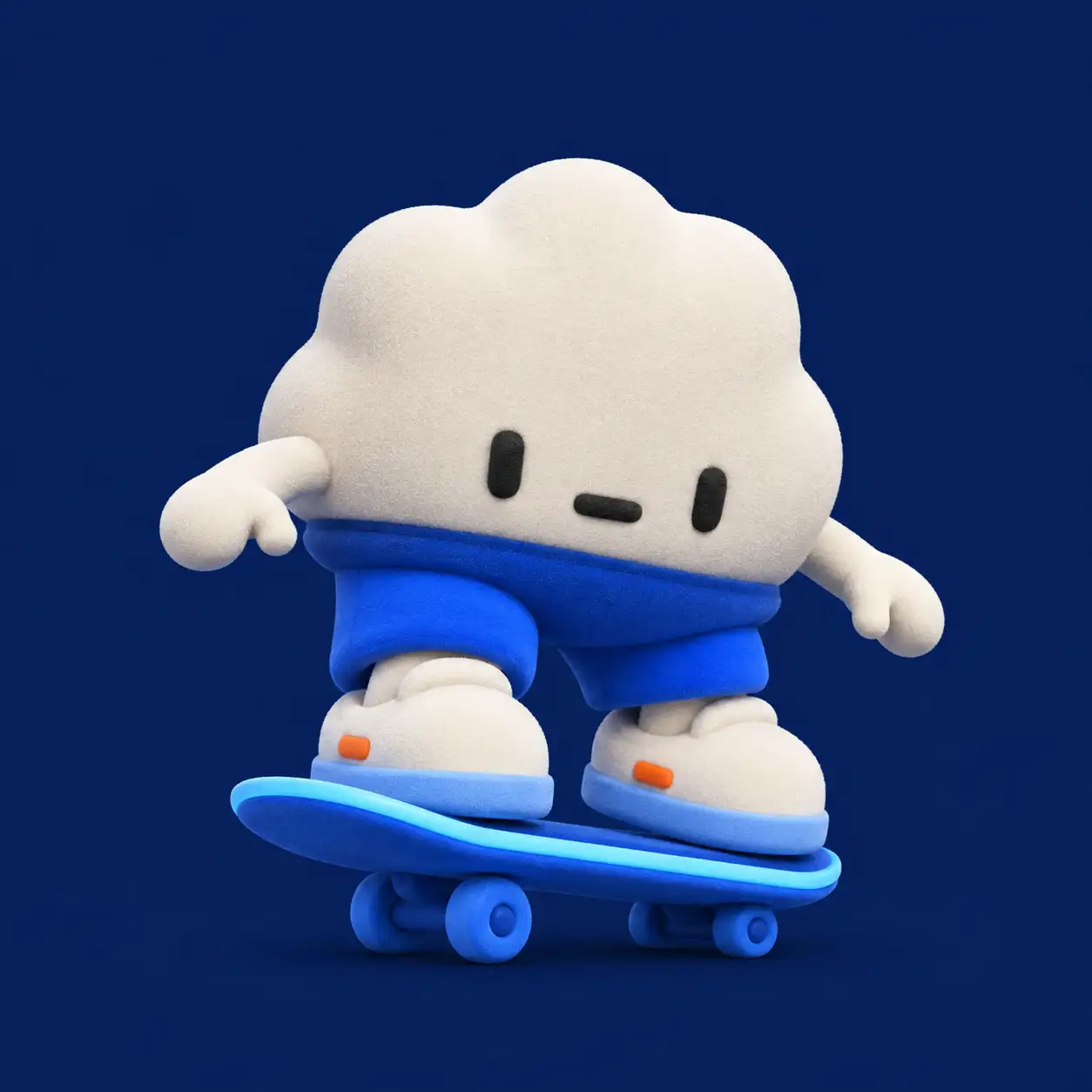 Pilly, la mascotte di Pilcrow, su uno skateboard